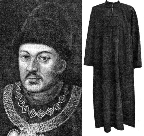 Слева: портрет опричника; справа: одежда опричника